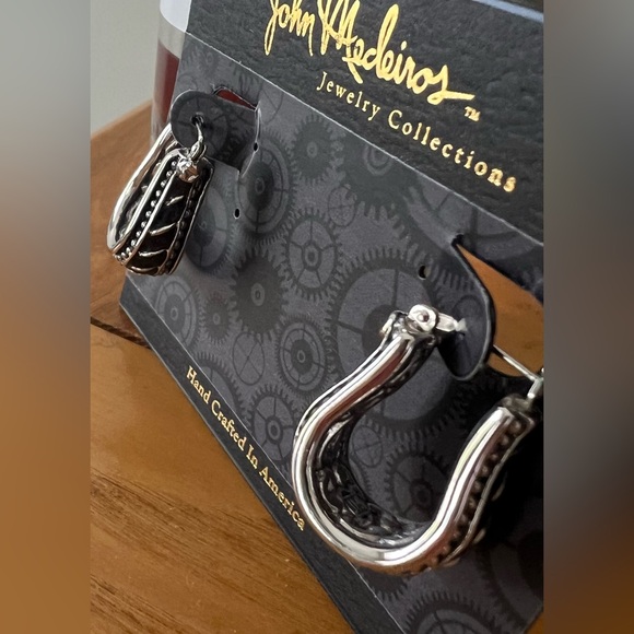 John Medeiros Silver and Blue Horse Shoe Earrings - Picture 3 of 5